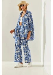 Bianco Lucci Patterned Palazzo Women's Trousers Set -60251443