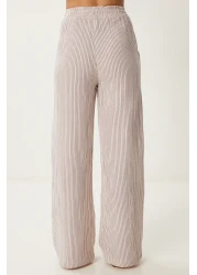 Lovelyİstanbul Striped Muslin Palazzo Trousers Bordo Bone Lsa0010