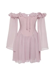  Collection Dusty Rose A-Line Lined Flounces Woven Chiffon Short Evening Dress Night Graduation Dress Tprss23El00096