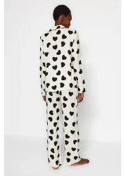  Collection Ecru Heart Viscose Woven Pajamas Set Thmaw21Pt0936