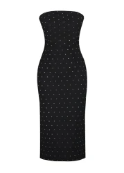  Collection Black Fitted Lined Shiny Stone Evening Dress Stylish Evening Dress Tprss23El00476