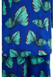  Collection 100% Cotton Fish Patterned Blouse and Pants Set - TBESS24AU00070