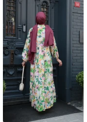 LOCCO فستان نسائي منقوش باللون الأخضر