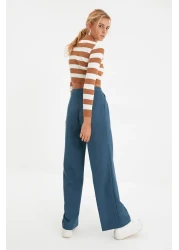  Collection بنطال منسوج عالي الخصر بأرجل واسعة - بنزين TWOAW22PL0066