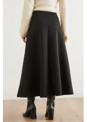 Olalook تنورة سكوبا ماكسي سوداء واسعة للنساء ETK- 19000296