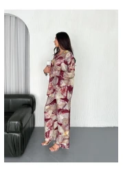 sportiness Patterned Digital Printed Modal Lilyum Fabric Shirt Suit