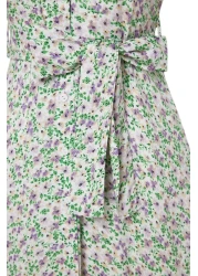  Collection فستان قميص منسوج من الفيسكوز بطبعة زهور أرجوانية TWOSS19EL0094