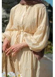 LOCCO Women's Lined Tulle Dress Beige