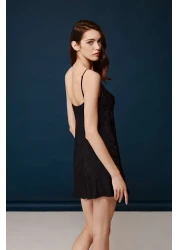 Bonnie Clyde Bonnie Clyde H.T.A-1050-H.T.A طقم ثوب نوم نسائي من الفسكوز - أسود/إكرو