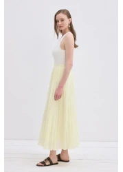 KADRİYE BAŞTÜRK تنورة نورا مطوي أصفر ليموني