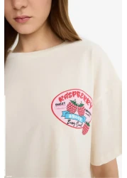 Defacto Coool Oversize Wide Fit Crew Neck Back Printed Short Sleeve T-Shirt F4787Ax25Sm