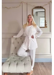Pijamaevi Light Powder Dublin Women's Pajama Set with Dressing Gown