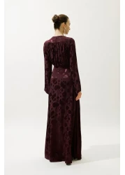 Manuka فستان سهرة من قماش الجاكار الساتان باللون الأحمر الداكن