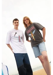 Trendiz Unisex Nirvana Angel Washed Tshirt Anthracite