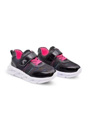 kids A more Valeria Glitter - Girl's Black Sports Shoes, Air Mesh and Vegan Leather, Lighted Sole