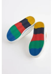 Next Baby حذاء للأولاد باللون الأبيض بألوان قوس قزح وشريط ملمس سريع ونعل لتقويم العظام