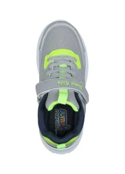 Jump 28106 فيلكرو رمادي فاتح - حذاء رياضي كاجوال للأطفال باللون الأخضر النيون للجنسين