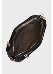 Les Crioch حقيبة كروس نسائية سوداء - 3 أقسام، مبطنة وحزام عمودي قابل للتعديل