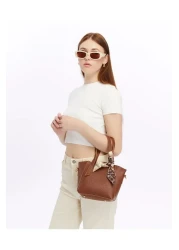 torime Women's Soft Leather Hand and Shoulder Bag with Scarf