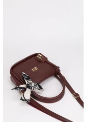 NOTHING Women's Hand Balona - Claret Red Charm Detailed Scarf Hanging Bag