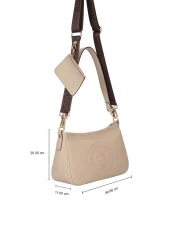 U.S. Polo Assn. حقيبة كتف نسائية باللون الأحمر الداكن والأزرق الداكن - US24738