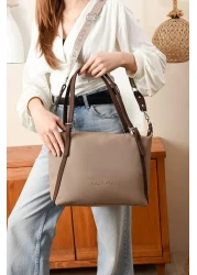 Just Polo حقيبة يد وكتف نسائية من قماش لاكوست كبيرة الحجم باللون البني الرملي P346037MH