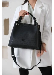 Just Polo حقيبة كتف نسائية يومية كبيرة الحجم - 4 أقسام، جيب خلفي، محبوكة يدويًا، محفظة هدية 33x26 سم 2180