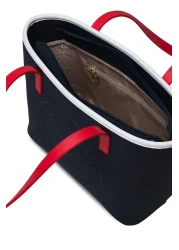 U.S. Polo Assn. حقيبة كتف نسائية باللون الأزرق الداكن والأبيض والأحمر US24732