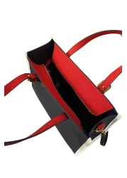 U.S. Polo Assn. حقيبة كتف نسائية باللون الأزرق الداكن والأحمر Us25252