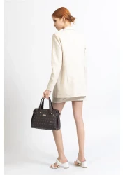 Armine 172 حقيبة يد نسائية مطبوعة، حقيبة كتف بنية مطبوعة