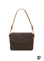 Just Polo حقيبة كتف نسائية أصلية فاخرة من الجلد الناعم مكونة من 4 أقسام وحزام عمودي متقاطع قابل للتعديل