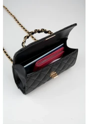 Vivaq حقيبة يد نسائية سوداء مبطنة صغيرة الحجم مزودة بحزام إغلاق بالإطباق وحقيبة كتف