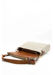 Silver Polo Taba Sp963 - Women's Crossbody Bag Beige and Silver Detailed