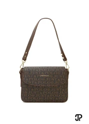 Just Polo حقيبة كتف نسائية أصلية فاخرة من الجلد الناعم مكونة من 4 أقسام وحزام عمودي متقاطع قابل للتعديل