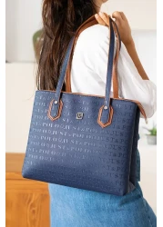 Just Polo Women's Navy Blue Tan Large Size Handbag 344028Mh