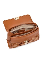 Derimod حقيبة كتف نسائية منقوشة بحزام طويل باللون البني 25SBD26446F