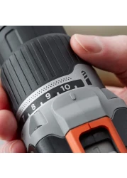 بلاك أند ديكر مثقاب مطرقي بسرعتين بقدرة 18 فولط مع بطاريتين وصندوق أدوات - أسود