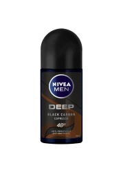 NIVEA MEN Antiperspirant Roll-on for Men Deep Black Carbon Antibacterial Espresso Scent 50ml