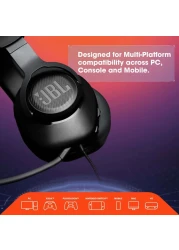 JBL Quantum 100 Gaming Headphone Over-Ear With a Detachable Voice-Focus Boom Mic Black