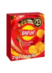 ليز شيبس البطاطس بنكهة الفلفل الحار 21 غرام حزمة من 12