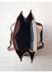 Houndstooth Pattern Large Tote Bag For Women Stylish Simple Design Versatile For Commuting And Going Out Shoulder BagSchool Bag Back To School Backpack Large Capacity Lightweight Portable Business Cas