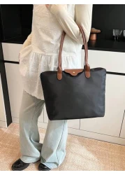 1 Piece Simple And Versatile Casual Versatile Solid Color Large Zipper Large Capacity Shoulder Tote Bag For Women Can Be Worn Cross Body Suitable For Shopping Vacation Work And Commuting Women s Fashi