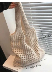 Yogodlns حقيبة كتف محبوكة للنساء والفتيات، بتصميم هولو مزخرف بالأزهار، بسعة كبيرة، يد التسوق، حقائب الكروشيه، حق