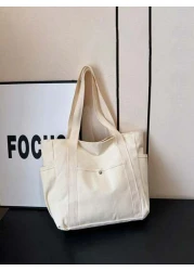 Multi Pocket Tote Bag For Women Canvas Bag With Handle Bag Large Capacity Purse Reusable Handbag Canvas Tote Bag Perfect For Daily Use And Travel Tote Bags For Students Multiple Compartments Perfect F