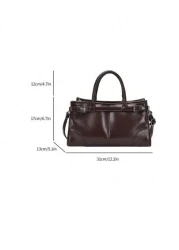 حقيبة يد كبيرة السعة بلون البن، حقيبة أنيقة لمنتصف النهار للنساء مع حزام كتف قابل للإزالة