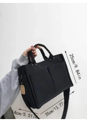 Large Capacity Canvas Tote Bag With Multiple Pockets For Casual Use Simple Canvas Tote Bag Wide Strap Crossbody Bag Multi Pockets Handbag for Travel