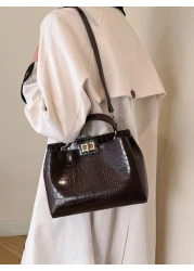 Women New Print Letter Pattern Handbag High Quality Shoulder Bag Vintage Tote Crossbody Small Square Bag Outdoor Travel Bag