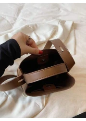 Fashion Women s Brown Handbag Simple Minimalist PU Leather Retro Mini Bucket Bag Versatile Shoulder Crossbody Bag Suitable For Shopping And Daily Use