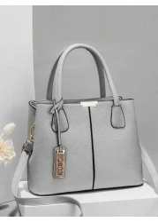 Minimalist Solid Color Women Handbag Elegant Ladies Dual Handle Shoulder Tote Bag Fashion Female Work Bag Crossbody Commuter Bag Pendant Decor Classic Top Handle Shoulder Bag Mother s Day Gift Suitabl