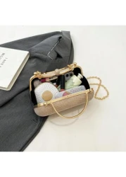 Glamorous Glitter Bling Sequin Luxury Shiny Mini Rhinestone Decor Chain Glitter Box Bag Evening Bag Dinner Bag Faux Pearl For Party Girl Woman Bride Perfect For Party Wedding Prom Dinner Banquet ForGl